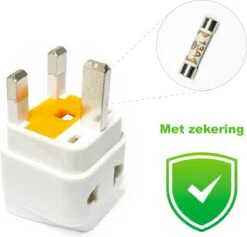 Colorful Sun® Reisstekker Engeland/UK - Universele Wereldstekker Type G - 1 Stuk - EU / US / CN / AU / FR / JP / IT / IN Naar UK - Universele Naar Verenigd Koninkrijk, Ierland, Malta, Maleisië En Singapore - 2-voudig - Met Zekering - Wit -Voyago Winkel 1200x1152 12