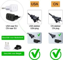 Colorful Sun® Universele Wereldstekker - Reisstekker Type C - USA Naar EU - CN Naar EU - 1 Stuk - Gratis Kabel-organizer - Kinderbeveiliging - Zwart - Reis Adapter - Wereldadapter - Reis Verloopstekker - Stekkerdoos -Voyago Winkel 1200x1152 14