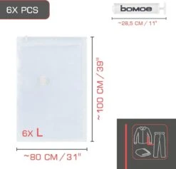 Bomoe Vacuumzakken Kleding Knippa – Set á 6 Stuks Herbruikbaar Vacuum Opbergzakken – Compressiezakken Met Pomp - Vacuum Bags – Maat L -Voyago Winkel 1200x1152 20