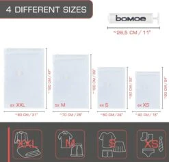 Bomoe Vacuumzakken Kleding Knippa – Set á 15 Stuks Herbruikbaar Vacuum Opbergzakken – Compressiezakken Met Pomp - Vacuum Bags – Maten 4XS, 4S, 5M, 2XXL -Voyago Winkel 1200x1152 21