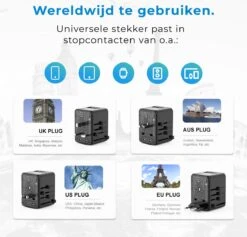 Voomy Reisstekker 35W Snellader - 2 USB-C & 3 USB-A Poorten - Wereldstekker Universeel - Zwart 15 Voomy Reisstekker 35W Snellader - 2 USB-C & 3 USB-A Poorten - Wereldstekker Universeel - Zwart -Voyago Winkel 1200x1153 10
