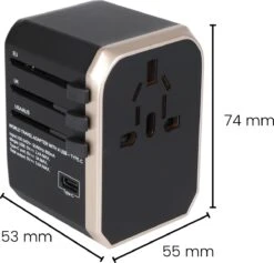 WonTravel Universele Wereldstekker Met USB-C En 4 USB Poorten - Internationale Reisstekker 170+ Landen - USB C Adapter - MET USB Kabel -Voyago Winkel 1200x1153 13