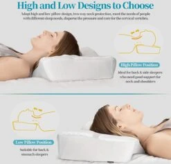 HOMCA Nekkussen, Orthopedische Kussen, In Hoogte Verstelbaar Traagschuim Hoofdkussen, Orthopedisch Neksteunkussen, Visco Slaapkussen Met Bamboe Overtrek, Ergonomisch Nekkussen Voor HWS -Voyago Winkel 1200x1153 34