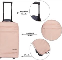New Rebels® Harper Reistas / Weekendtas Geschikt Voor Handbagage - Waterafstotend Polyutheraan - Trolley Met Wielen En Reflectiedetails - Oud Roze - 29L -Voyago Winkel 1200x1154