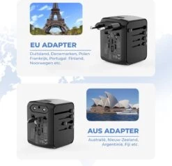 Universele Wereldstekker Met USB-C En 3 USB Poorten - Internationale Reisstekker Voor 170+ Landen - Reisstekker Amerika - Reisstekker Engeland - Reisstekker Australië - Wereldwijd - Inclusief Gratis Flossy Oplaadkabel - Zwart -Voyago Winkel 1200x1156 11