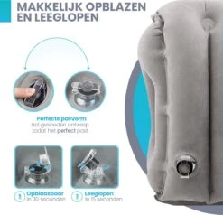 Dayshake Multifunctioneel Reiskussen - Met Handpomp En Opbergzak - Grijs - Nekkussen - Vliegtuig En Auto - Opblaasbaar -Voyago Winkel 1200x1158 21