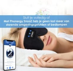 Phonergy SnooZ- Slaapmasker- Slaapmasker Bluetooth- Oogmasker - Biologisch- 3D Ergonomisch- Eco Traagschuim- 100% Verduisterend- Handgemaakt- Zwart -Voyago Winkel 1200x1163 15