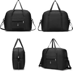 MISWAN Opvouwbare Reistas 45 X 36 X 20 EasyJet Travel Bag Maximale Grootte Holdall Cabine Bagage Onder Seat Flight Bag Met Trolleybevestiging Duffeltas Weekendtas Heren Dames Carry On Luggage Zwart -Voyago Winkel 1200x1164 10