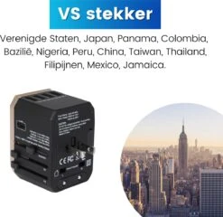 WonTravel Universele Wereldstekker Met USB-C En 4 USB Poorten - Internationale Reisstekker 170+ Landen - USB C Adapter - MET USB Kabel -Voyago Winkel 1200x1164 17