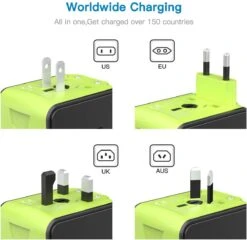 FEDEC Universele Wereldstekker Met 4 USB Poorten - Internationale Reisstekker Voor 150+ Landen - Engeland (UK) - Amerika (USA) - Australië - Azië - Zuid Amerika - Reis Adapter - Wereld Stekker - Oplader – Zwart -Voyago Winkel 1200x1164 19