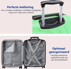 CabinMax Velocity Handbagage Koffer - Uitbreidbaar Trolley 44L - Harde Reiskoffer - 55x40x20/25 Cm - Lichtgewicht - Groot Capaciteit - Mint Groen -Voyago Winkel 1200x1165
