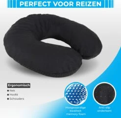 Niceey Reiskussen - Gelkussen - U-Vorm Nekkussen - Memory Foam - Zwart -Voyago Winkel 1200x1165 9