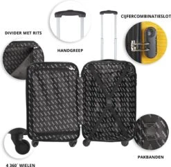 TravelZ Horizon Handbagagekoffer - 54cm Handbagage Trolley Met Gevoerde Binnenkant - Geel -Voyago Winkel 1200x1169 2