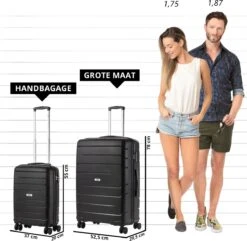 TravelZ Big Bars Kofferset - Trolleyset TSA 2-delig - Handbagage En Groot - Zwart -Voyago Winkel 1200x1169 3