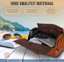 JeRie Weekendtas Voor Dames En Heren - Reistas Handbagage - 100% Echt PU Leer - Sporttas - Duffel Bag - Tas - Bruin -Voyago Winkel 1200x1169 36