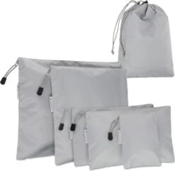 Navaris Koffer Organizer Set 7x - Reistasjes In 7 Formaten Voor Een Georganiseerde Koffer Inclusief Schoenenzak En Waszak - Lichtgrijs