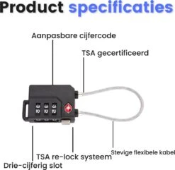 Merkloos TSA Cijferslot 3 Cijferig - 2 Stuks - Koffersloten - Kofferslot - Bagageslot - Reisslot - Kabelslot - Hangslot - Bagageslotjes - Backpackslot - Mulitfunctioneel - Zwart 17 Merkloos TSA Cijferslot 3 Cijferig - 2 Stuks - Koffersloten - Kofferslot - Bagageslot - Reisslot - Kabelslot - Hangslot - Bagageslotjes - Backpackslot - Mulitfunctioneel - Zwart -Voyago Winkel 1200x1170 17