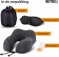 Membeli Reiskussen Nekkussen Set - Memoryfoam - Met Gratis Slaapmasker, Oordoppen En Reistas - Grijs -Voyago Winkel 1200x1171 13