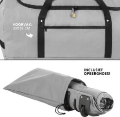 TravelZ Opvouwbare Wieltas | Reistas Op Wielen | 100 Liter | Verbeterd 2022 Model | Grijs -Voyago Winkel 1200x1172 5