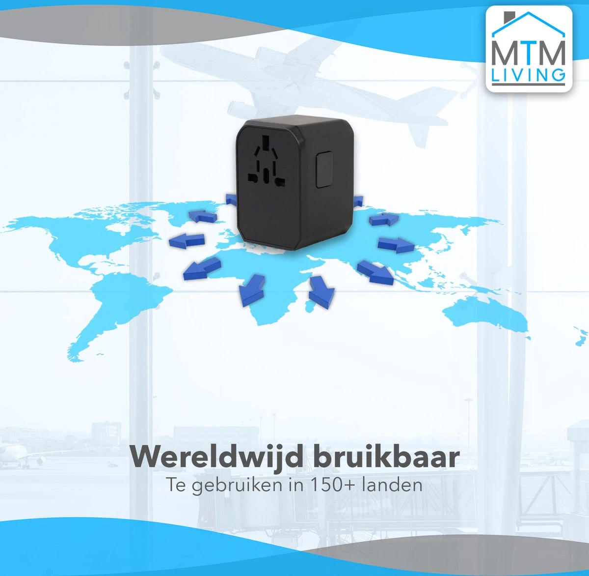 MTM Universele Reisstekker Met USB-C En 4 USB Poorten - Internationale Reisstekker Voor 150+ Landen - Zwart 7 MTM Universele Reisstekker Met USB-C En 4 USB Poorten - Internationale Reisstekker Voor 150+ Landen - Zwart - Afbeelding 5