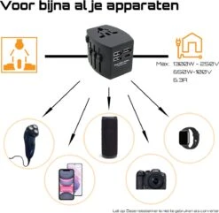 MUNDAY Wereldstekker Universeel - Met Opberghoesje - Incl. Type A & Type G - USB C - Reisstekker -Voyago Winkel 1200x1172 7