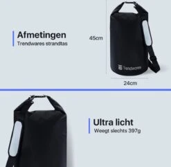 Trendwares - Drybag – Strandtas - Waterdichte Tas – Droogtas – Rugtas - Survival Outdoor Tas – 20 Liter - Zwart -Voyago Winkel 1200x1172 9