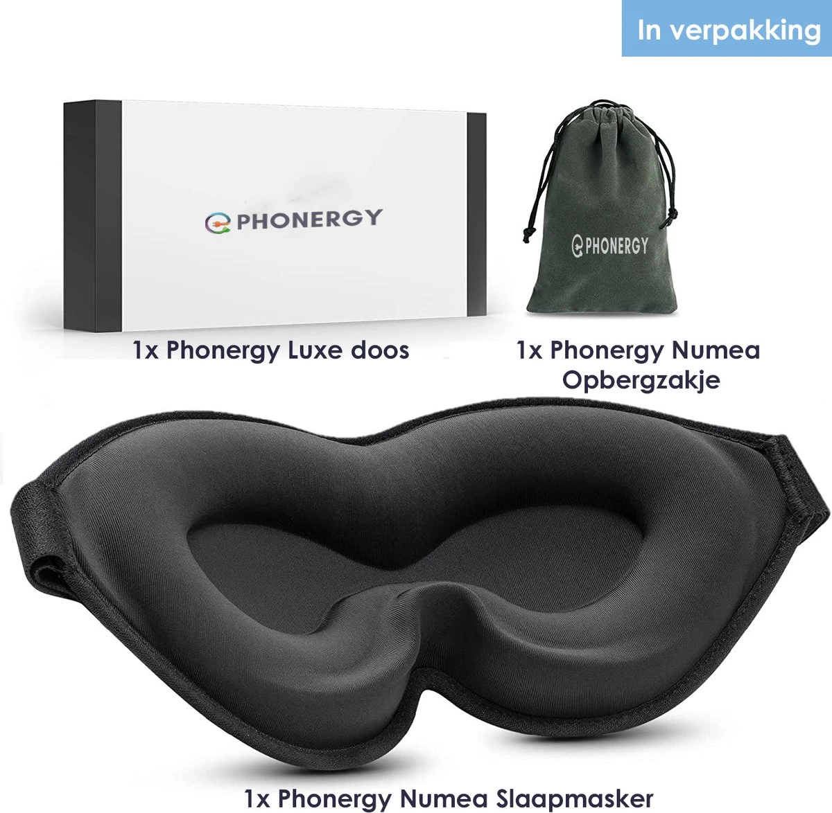 Phonergy Numea - Slaapmasker- Oogmasker- 3D Ergonomisch- Eco Traagschuim- Biologisch - 100% Verduisterend- Handgemaakt - Zwart 4 Phonergy Numea - Slaapmasker- Oogmasker- 3D Ergonomisch- Eco Traagschuim- Biologisch - 100% Verduisterend- Handgemaakt - Zwart - Afbeelding 2
