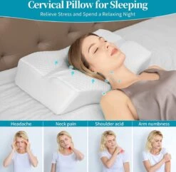 HOMCA Nekkussen, Orthopedische Kussen, In Hoogte Verstelbaar Traagschuim Hoofdkussen, Orthopedisch Neksteunkussen, Visco Slaapkussen Met Bamboe Overtrek, Ergonomisch Nekkussen Voor HWS -Voyago Winkel 1200x1174 16