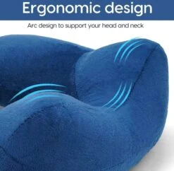 Traveltime Opblaasbaar Nekkussen Met Opbergtasje - Vliegtuig Kussen - Reiskussentje - Fluweel - U-Vorm - Blauw -Voyago Winkel 1200x1174 9