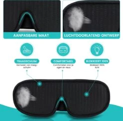 Apeiron Slaapmasker Met Opbergzakje Voor Mannen En Vrouwen - Luxe 3D Oogmasker - Traagschuim - 100% Verduisterend - Zwart -Voyago Winkel 1200x1175 24