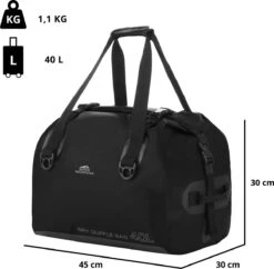 Dutch Mountains Reistas 40ltr – Waterdichte Duffelbag – Sporttas – Travelbag - Roll-top Sluiting – Zwart -Voyago Winkel 1200x1176 13