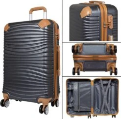 Monopol - Brisbane - Handbagage + BEATYCASE! - 100% Polycarbonaat - Antraciet - Maat XS / 25 Liter + 18 Liter