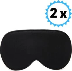 KELERINO. Zijden Slaapmasker - Verstelbaar - Mannen / Vrouwen - Nacht - Zwart - Duopack