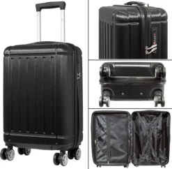 Travelsuitcase - Parma- Ruimbagage Reiskoffer - Polycarbonaat- Zwart - Hoogglans - Maat L / 93 Liter -Voyago Winkel 1200x1178 12