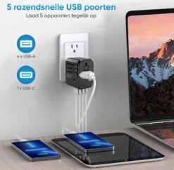 Smath Reisstekker Universeel Met 5 USB Poorten – Engeland – Amerika – Italie – USA – UK – Australie – Wereldstekker -Voyago Winkel 1200x1178 19