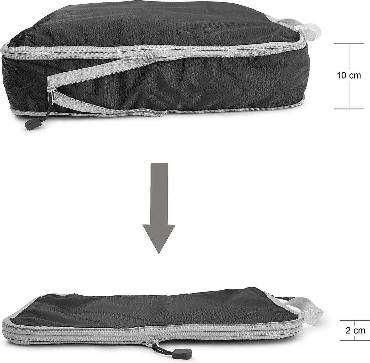 KULIVING Packing Cubes Compression Packing Cubes Compression Packing Cubes Als Kofferorganizer, 3-delige Set Compressiezakken Van Nylon, Zwart, Ultralicht En Waterdicht 4 KULIVING Packing Cubes Compression Packing Cubes Compression Packing Cubes Als Kofferorganizer, 3-delige Set Compressiezakken Van Nylon, Zwart, Ultralicht En Waterdicht - Afbeelding 2