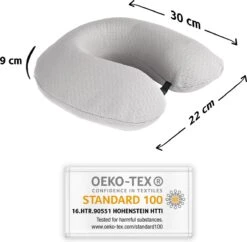 Komfortec Nekkussen (reizen) - Reiskussen - Traagschuim Nekkussen Voor Vliegtuig, Auto, Bus, Trein En Camping - U-vormig - Lichtgrijs -Voyago Winkel 1200x1178 29