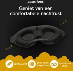 Beautious® Luxe Traagschuim Slaapmasker - Oogmasker - 3D Contouren - 100% Verduisterend - Verstelbaar - Zwart -Voyago Winkel 1200x1180 30