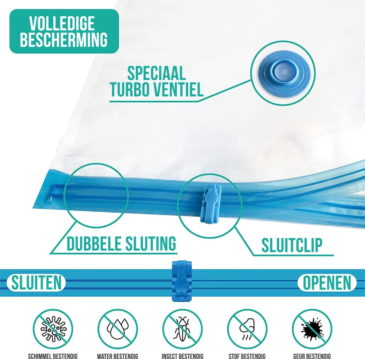 Strex Vacuumzakken Dekbedden & Kleding - 23 Stuks / 4 Maten - Reiszakken / Vacumeerzakken - Incl. Handpomp 6 Strex Vacuumzakken Dekbedden & Kleding - 23 Stuks / 4 Maten - Reiszakken / Vacumeerzakken - Incl. Handpomp - Afbeelding 4