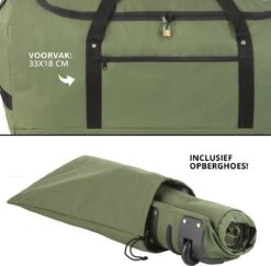 TravelZ Opvouwbare Wieltas | Reistas Op Wielen | 100 Liter | Verbeterd 2022 Model | Groen -Voyago Winkel 1200x1181 6