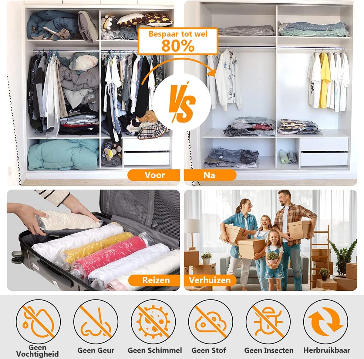 Meisterhome Vacuümzakken 5 Stuks - 80 X 100 Cm – Opbergzakken Voor Kleding, Dekbedden En Kussens – Vacuüm Zakken 4 Meisterhome Vacuümzakken 5 Stuks - 80 X 100 Cm – Opbergzakken Voor Kleding, Dekbedden En Kussens – Vacuüm Zakken - Afbeelding 2