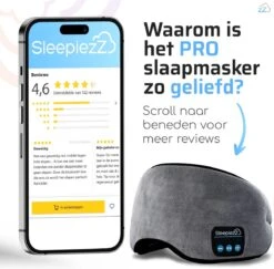 SleepiezZ® Slaapmasker PRO - Bluetooth Speakers - Oogmasker Slaap - 100% Verduisterend - Grijs -Voyago Winkel 1200x1182 9