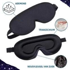 Rivérra Slaapmasker - Vrouwen En Mannen - 3D Oogmasker - 100% Verduisterend - Traagschuim En Zijde - Verstelbaar - Zwart - Blinddoek - Inclusief Reistas En Oordopjes -Voyago Winkel 1200x1183 18