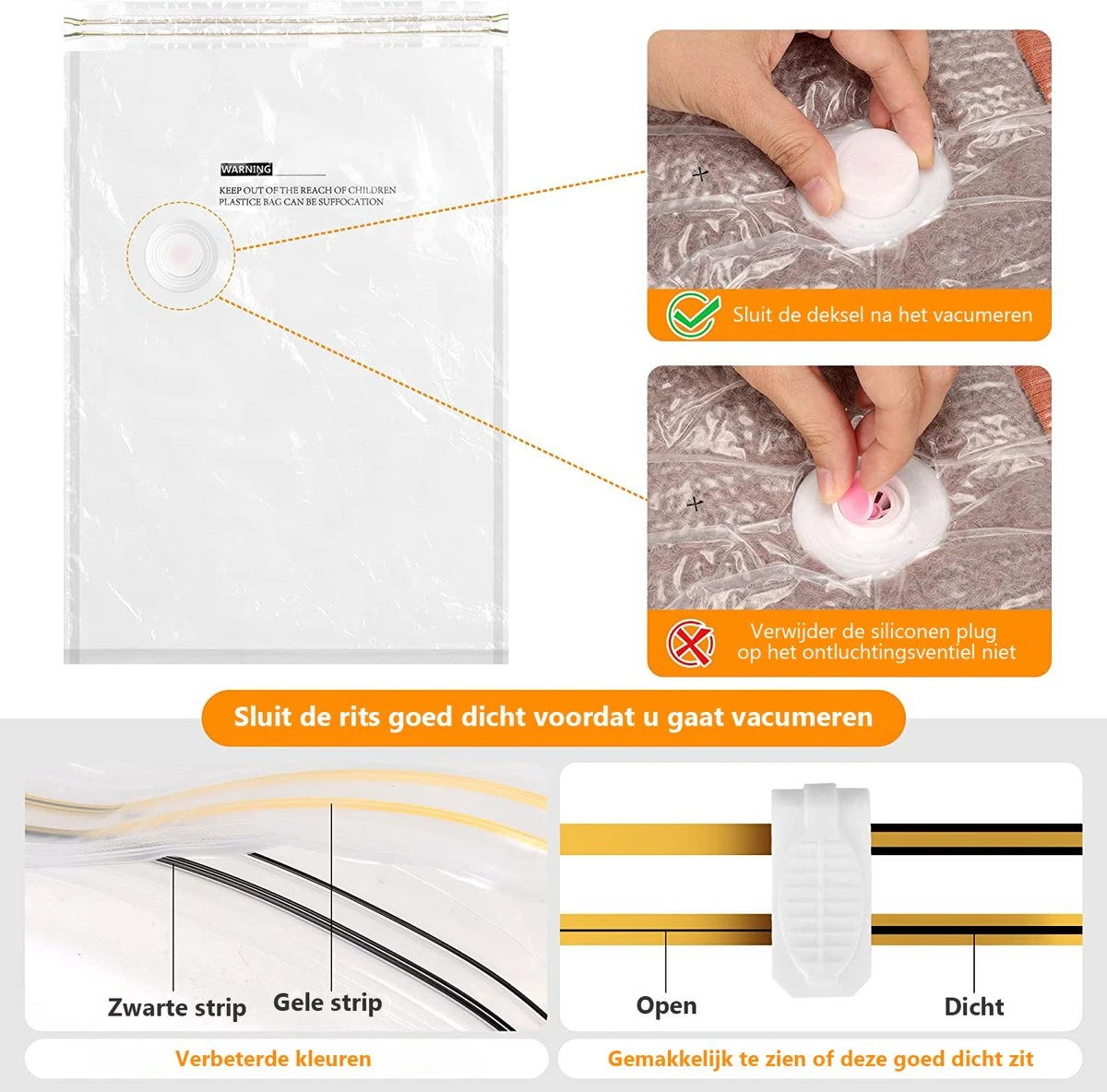 Meisterhome Vacuümzakken 5 Stuks - 80 X 100 Cm – Opbergzakken Voor Kleding, Dekbedden En Kussens – Vacuüm Zakken 8 Meisterhome Vacuümzakken 5 Stuks - 80 X 100 Cm – Opbergzakken Voor Kleding, Dekbedden En Kussens – Vacuüm Zakken - Afbeelding 6