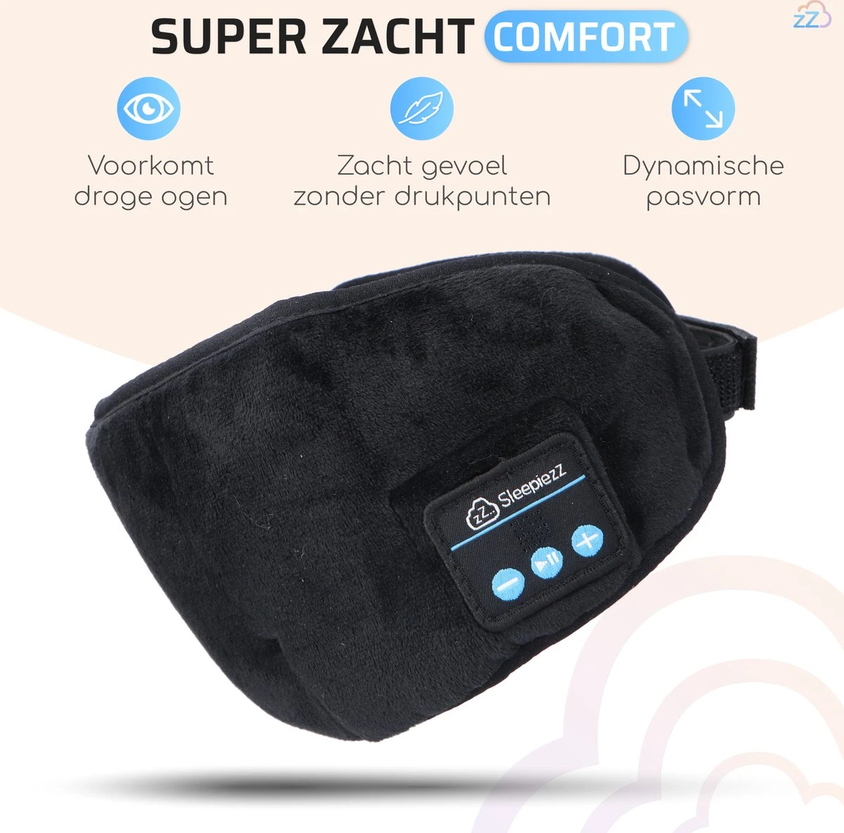 SleepiezZ® Slaapmasker PRO - Bluetooth Speakers - Oogmasker Slaap - 100% Verduisterend - Zwart 4 SleepiezZ® Slaapmasker PRO - Bluetooth Speakers - Oogmasker Slaap - 100% Verduisterend - Zwart - Afbeelding 2
