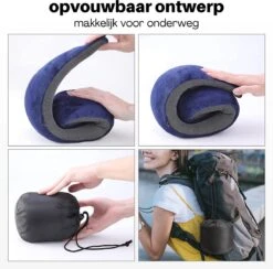 Memory Foam Reiskussen - Nekkussen Voor Vliegtuig & Auto - Neksteun Voor Reizen - Blauw - Inclusief Opergtasje -Voyago Winkel 1200x1184 18