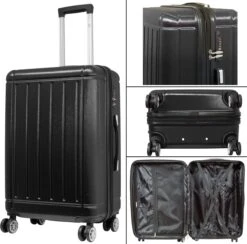 Travelsuitcase - Parma- Losse Reiskoffer - Polycarbonaat- Zwart - Hoogglans - Maat S / 42 Liter -Voyago Winkel 1200x1184 4