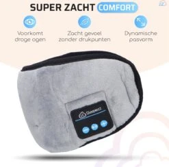 SleepiezZ® Slaapmasker PRO - Bluetooth Speakers - Oogmasker Slaap - 100% Verduisterend - Grijs -Voyago Winkel 1200x1185 15