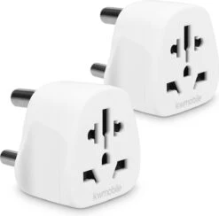 Kwmobile 2x Reisstekker Type M - Ideaal Voor Reizen In Zuid-Afrika, India En Singapore - Universele Wereldstekker - Wit -Voyago Winkel 1200x1186 12