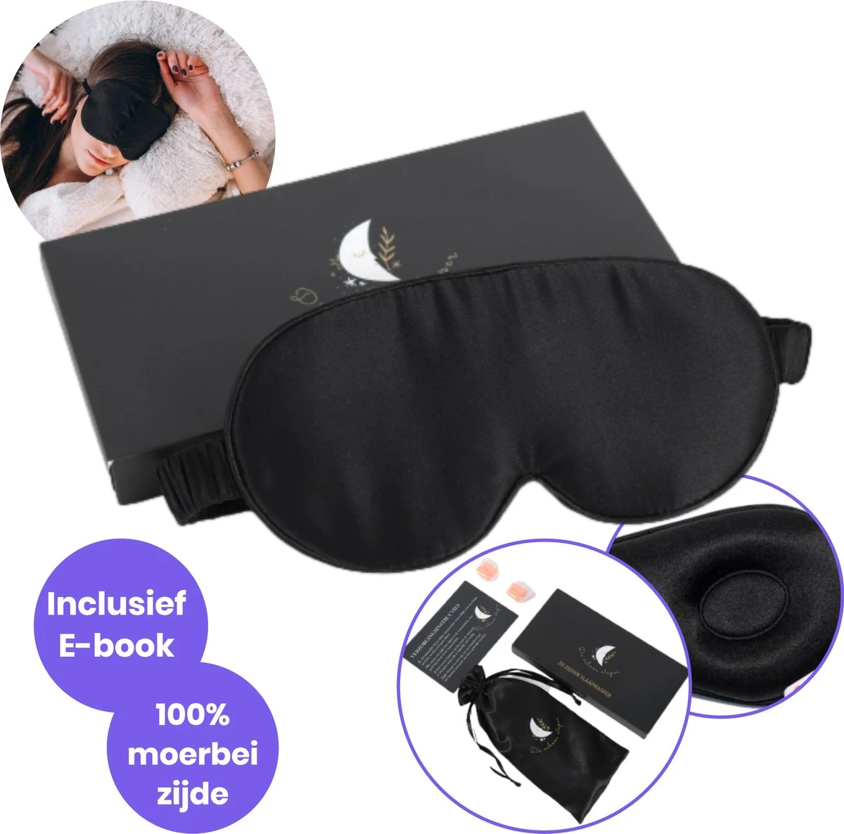 Slaapmasker Wimperextensions - 100 % Verduisterend - Slaapmasker Vrouwen Voor Zijslapers - 100% Zijde - Oogmasker Wallen 3 Slaapmasker Wimperextensions - 100 % Verduisterend - Slaapmasker Vrouwen Voor Zijslapers - 100% Zijde - Oogmasker Wallen